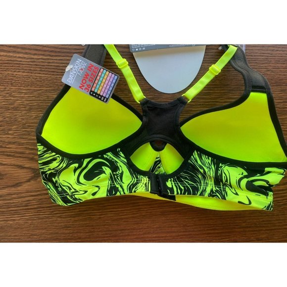 Danskin Now Medium Impact Sports Bra Size 34C Lime Green and Black W337B - Picture 2 of 2